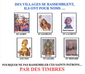 Les Saint Léger de France lancent l'opération: Carnet de timbres des Saints qui se rassemblent.